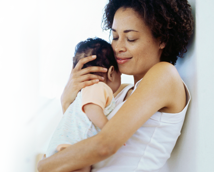 Mother holding child